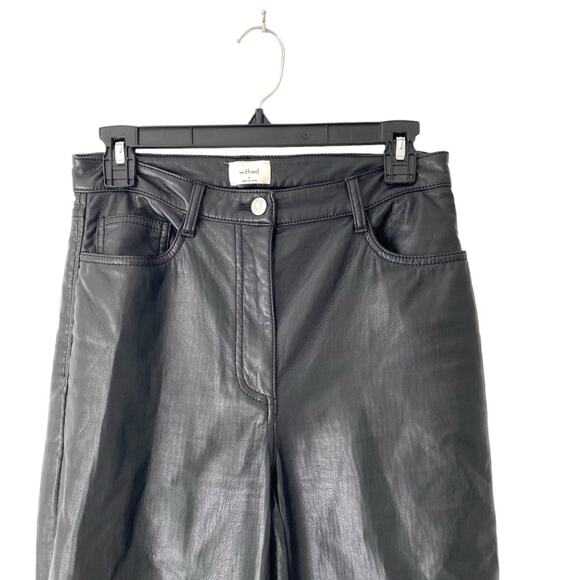 Aritzia Wilfred The Melina Super High Waisted Rise Black Faux Leather Pants 4 - Picture 6 of 12